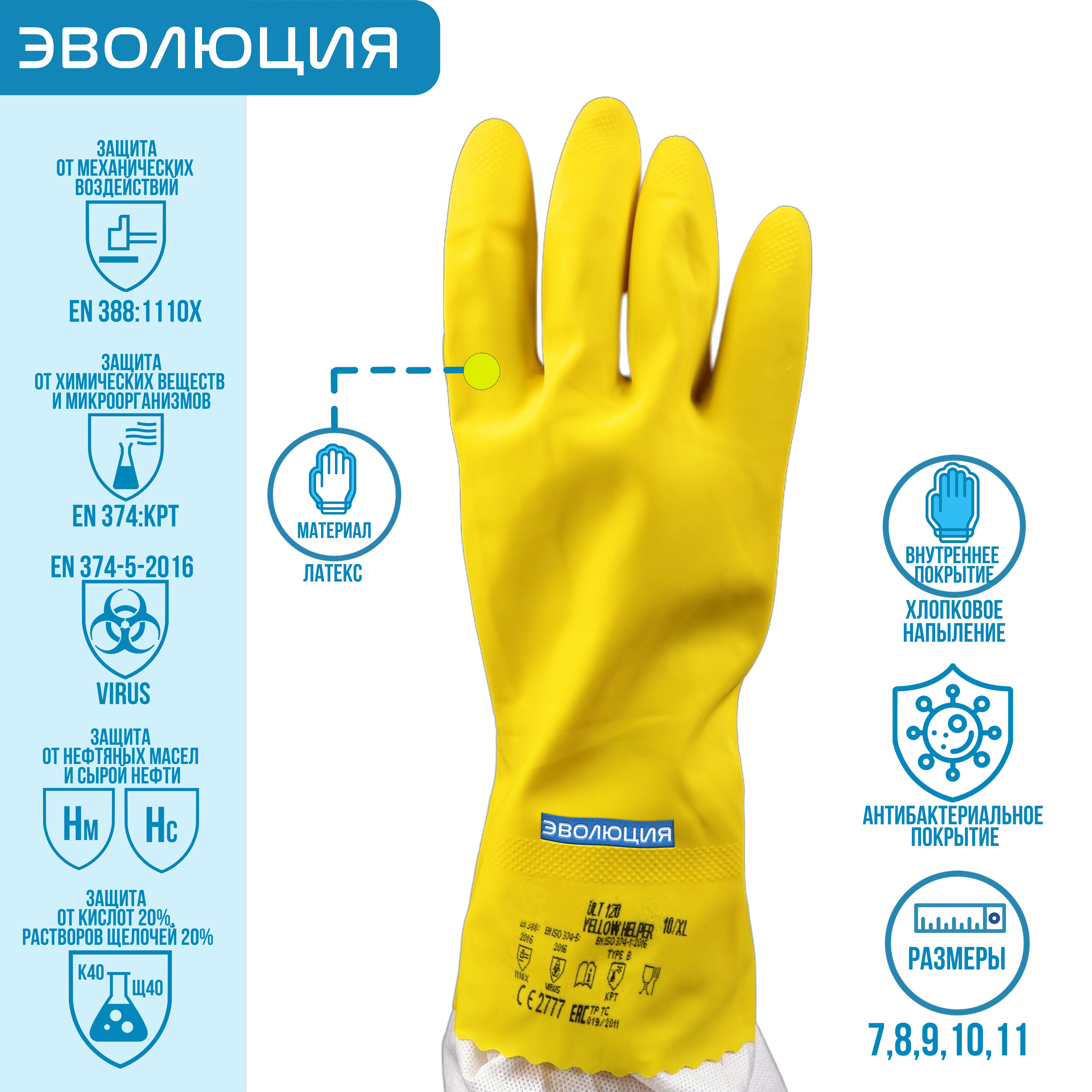 Перчатки латексные «YELLOW HELPER» (0.4 мм)