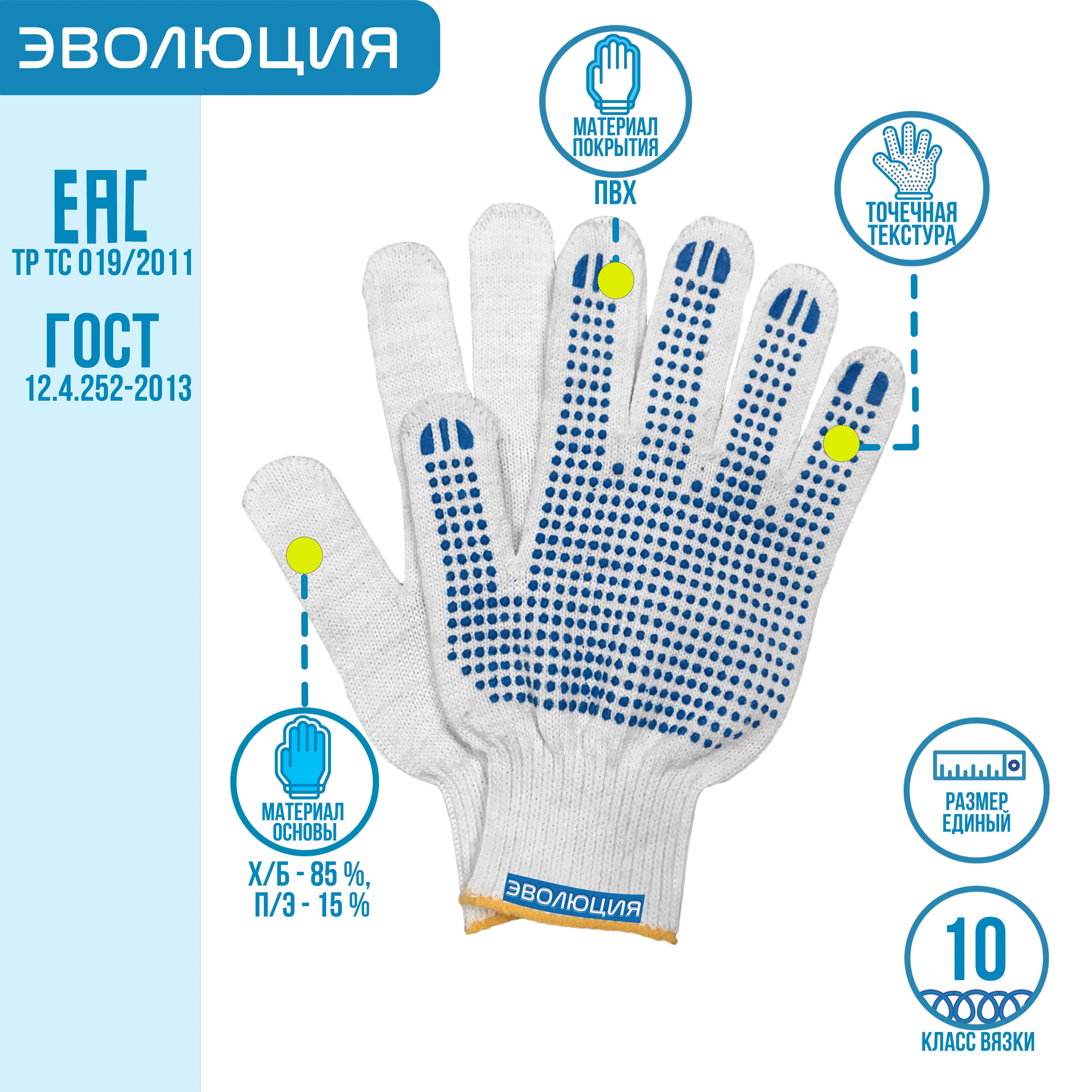 Перчатки хб «Профи» с ПВХ, 10 класс