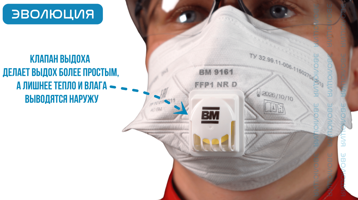 Респиратор «ВМ 9161» (FFP1, с клапаном)