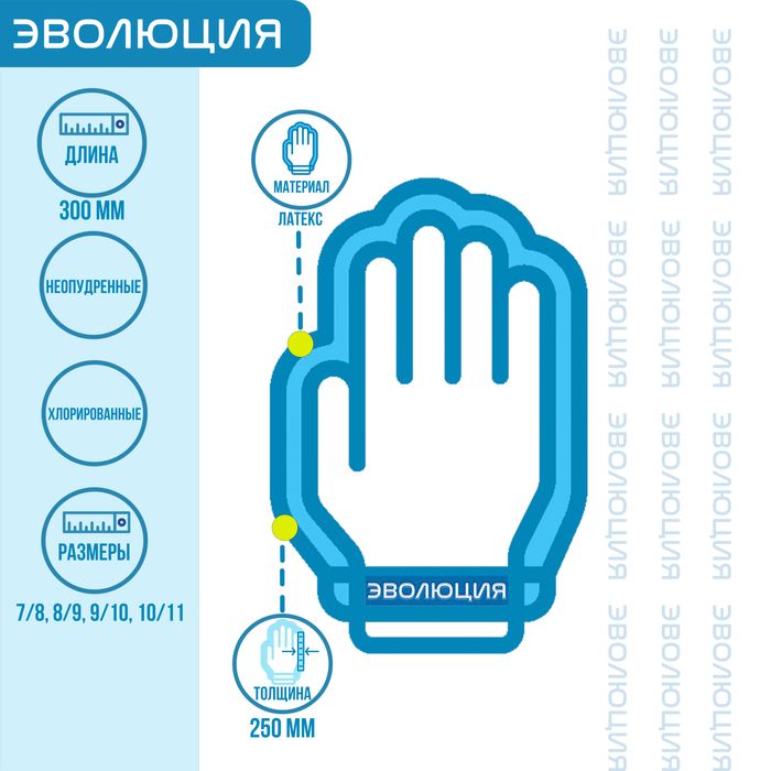  Перчатки одноразовые «VENIPLUS» (латексные, хлорированные, неопудренные, 0.25 мм)