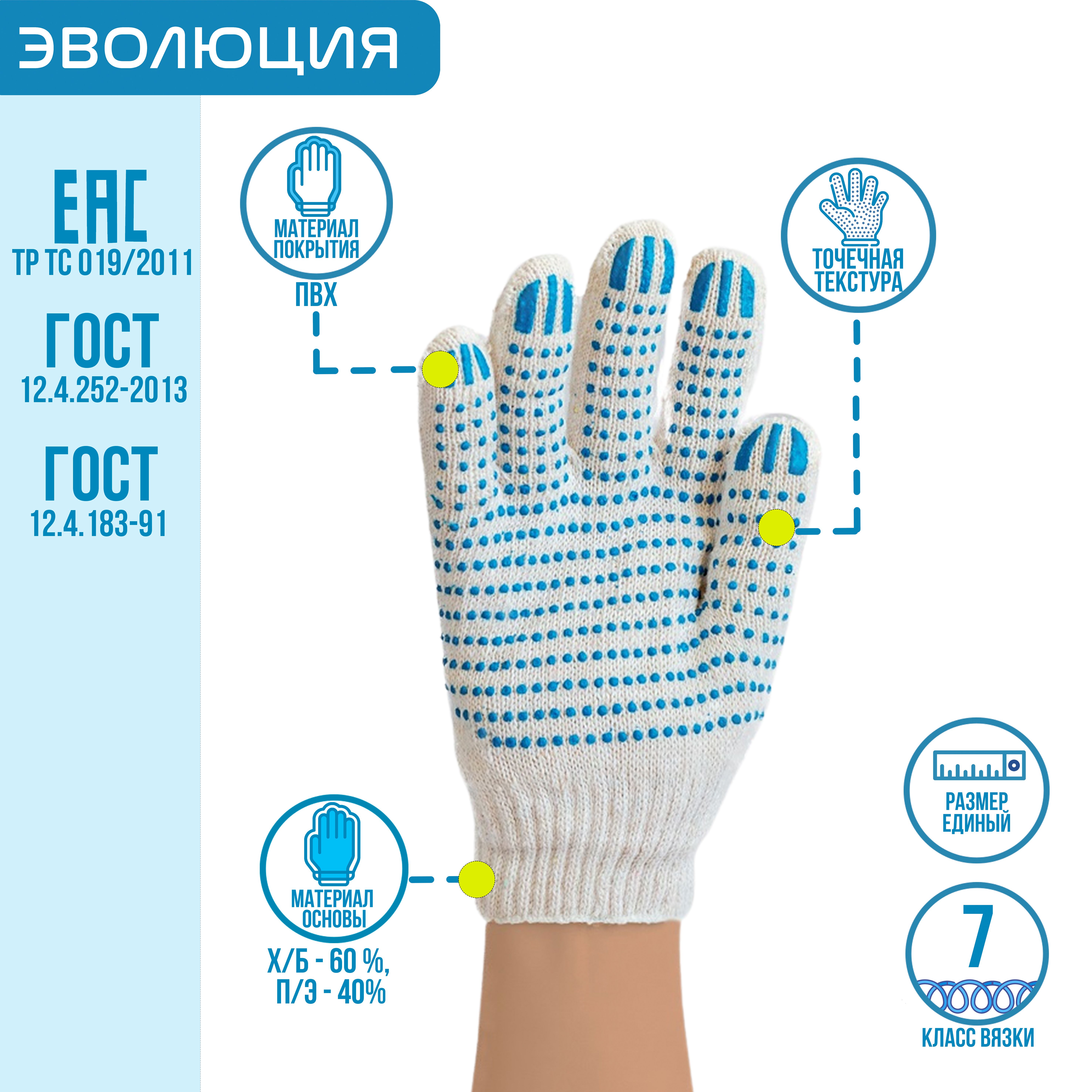 Перчатки хб «Экстра» с ПВХ, 7 класс