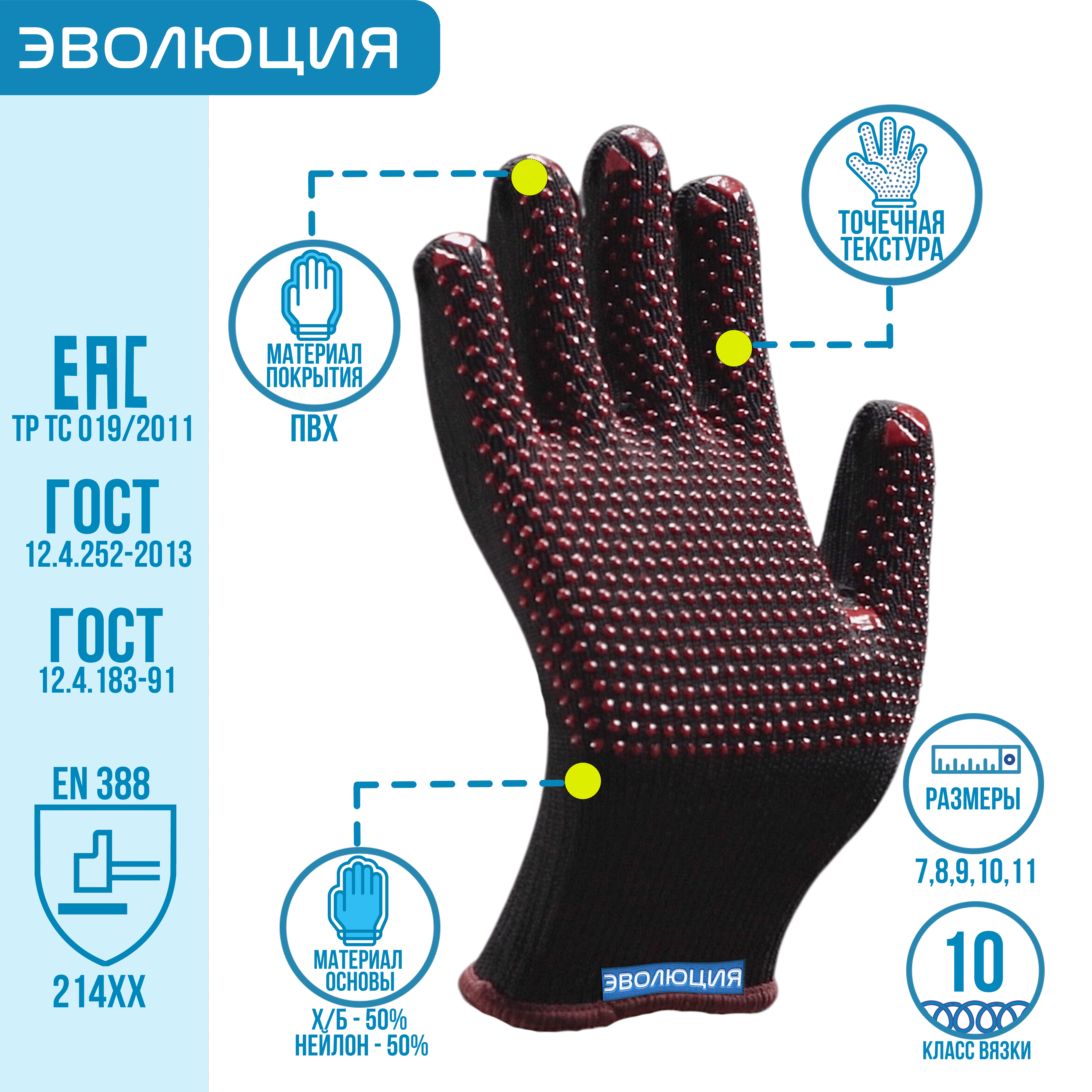 Перчатки хб «ULT610» с ПВХ