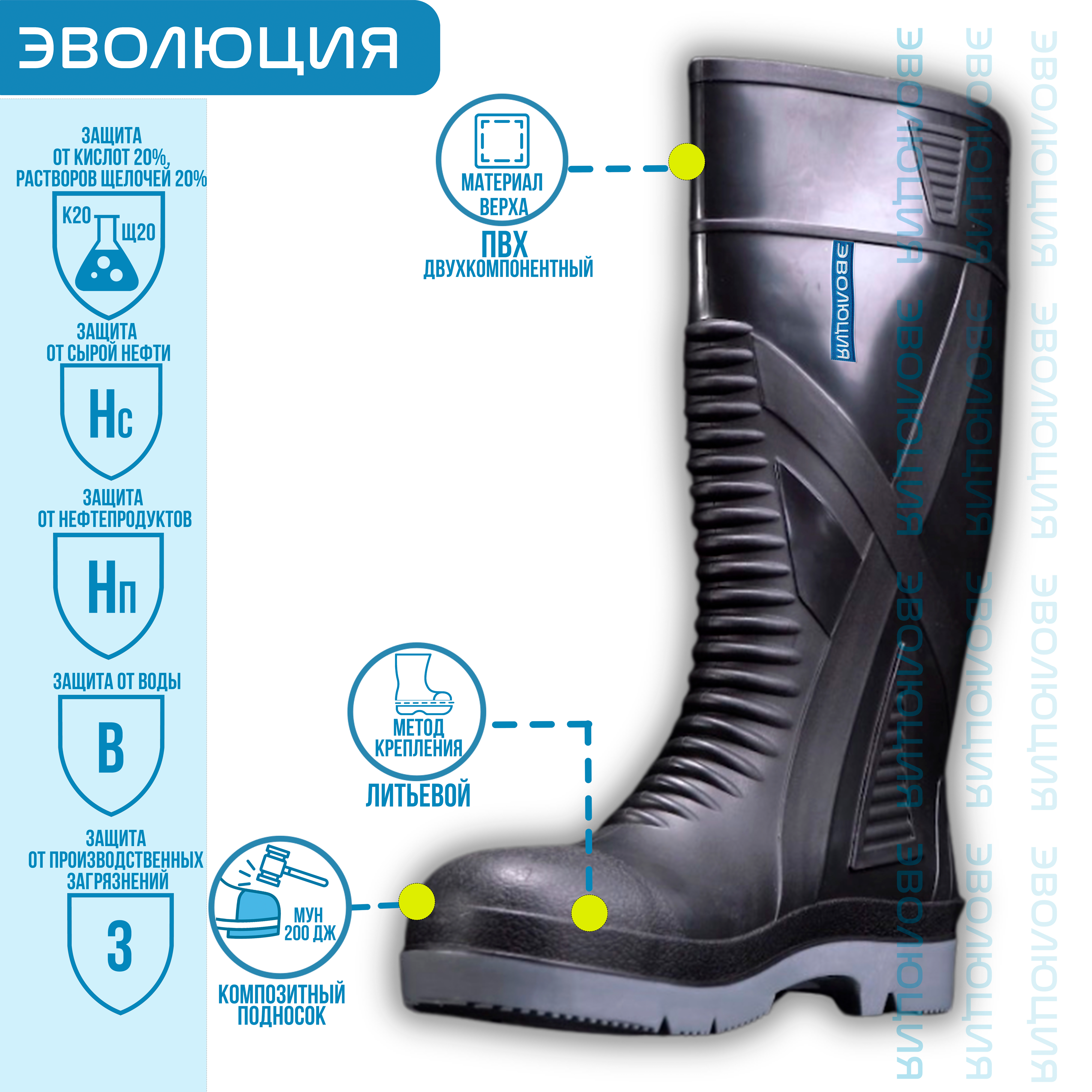 Сапоги ПВХ «ЮСХП+Ст 40.01» (с подноском)